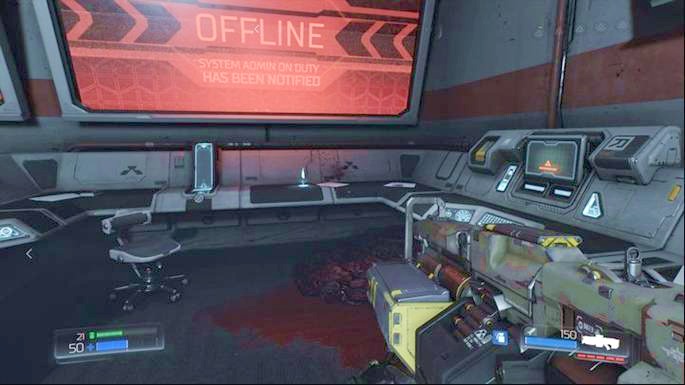 Slightly further there will be a room with Data Log lying in the corner - Destroyed Argent Facility | Walkthrough - Walkthrough - Doom Game Guide & Walkthrough