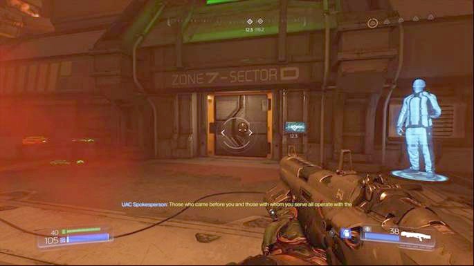 Go towards the door marked on the radar - Destroyed Argent Facility | Walkthrough - Walkthrough - Doom Game Guide & Walkthrough