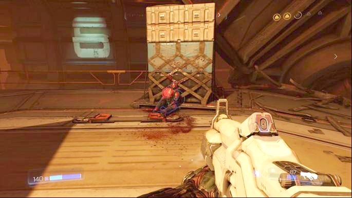 Use the gravity jump once the final opponent dies - Destroyed Argent Facility | Walkthrough - Walkthrough - Doom Game Guide & Walkthrough