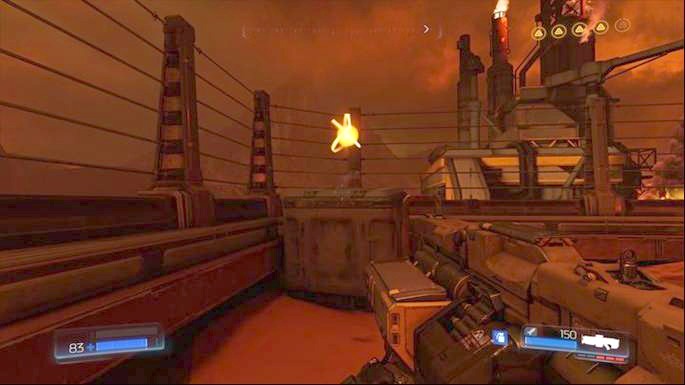 Now you can return to the entrance through which you walked and go to the right - Destroyed Argent Facility | Walkthrough - Walkthrough - Doom Game Guide & Walkthrough