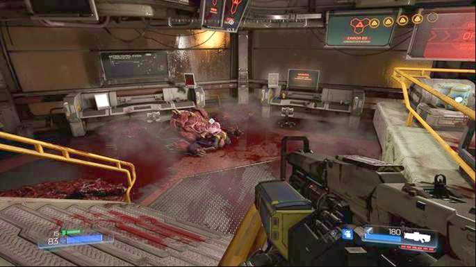 Behind the previously mentioned door you will find the yellow key you are looking for - Destroyed Argent Facility | Walkthrough - Walkthrough - Doom Game Guide & Walkthrough