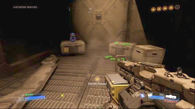 Behind the corner you will find the second collectible (Patriotguy) - Destroyed Argent Facility | Walkthrough - Walkthrough - Doom Game Guide & Walkthrough
