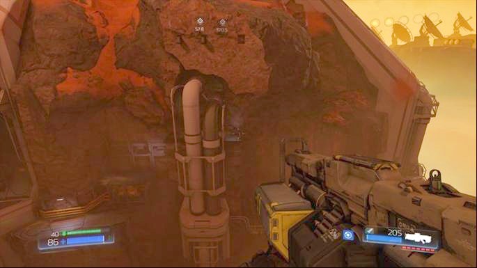 Climb the rock in the middle of the location in order to get to it (on the rock you will find armor) - Advanced Research Complex | Secrets - Secrets - Doom Game Guide & Walkthrough