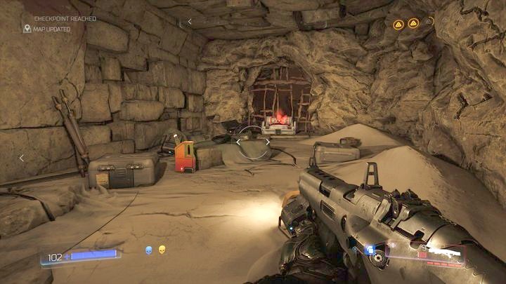 Inside you should walk ahead, but first it is better to turn to the right and pick up the Argent Cell - Kadingir Sanctum | Walkthrough - Walkthrough - Doom Game Guide & Walkthrough