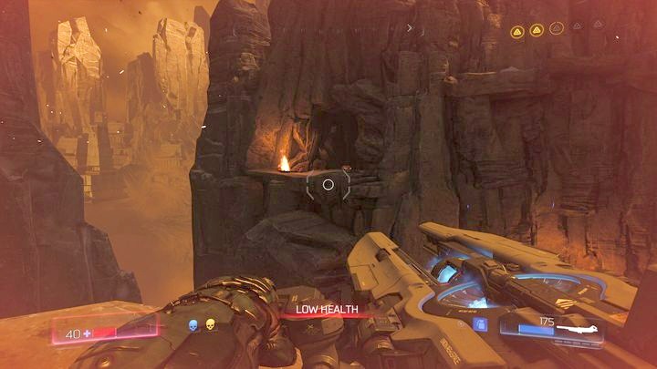 Jump to the rock platform on the right after eliminating another group of enemies - Kadingir Sanctum | Walkthrough - Walkthrough - Doom Game Guide & Walkthrough