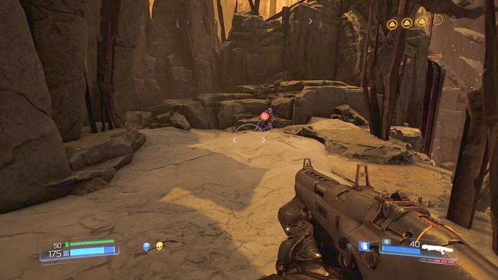 On the right side you will find an Elite Guard and on the left two Data Logs (one in the form of a runic stone) - Kadingir Sanctum | Walkthrough - Walkthrough - Doom Game Guide & Walkthrough