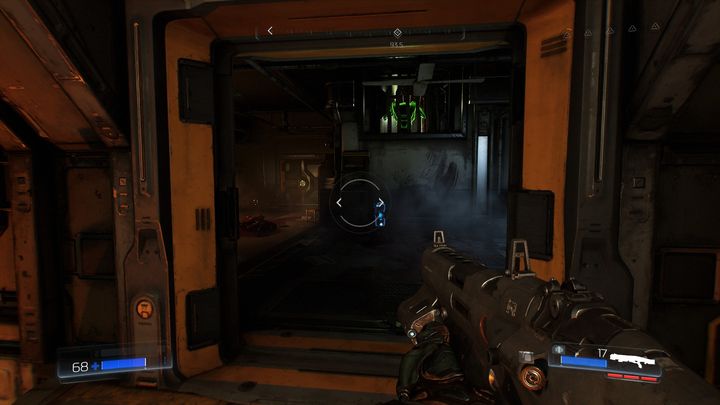 Now go back to the gap in the sidewalk through which you jumped recently and enter the nearby room - Foundry | Walkthrough - Walkthrough - Doom Game Guide & Walkthrough