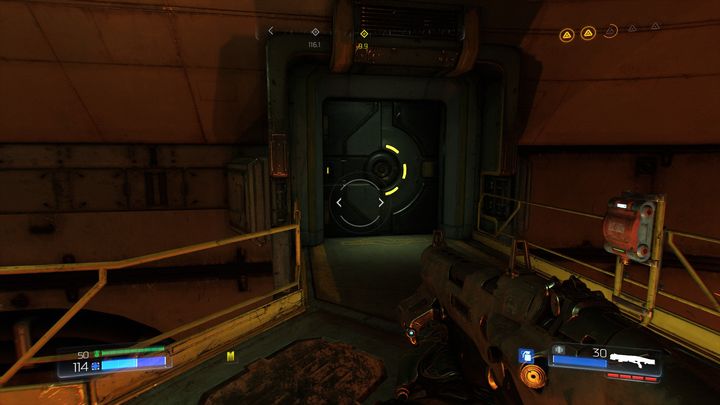 By killing another Hell Knight on your way you will reach a yellow door - Foundry | Walkthrough - Walkthrough - Doom Game Guide & Walkthrough