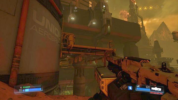 Turn left once youre below and stick to the left wall - Argent Facility | Walkthrough - Walkthrough - Doom Game Guide & Walkthrough