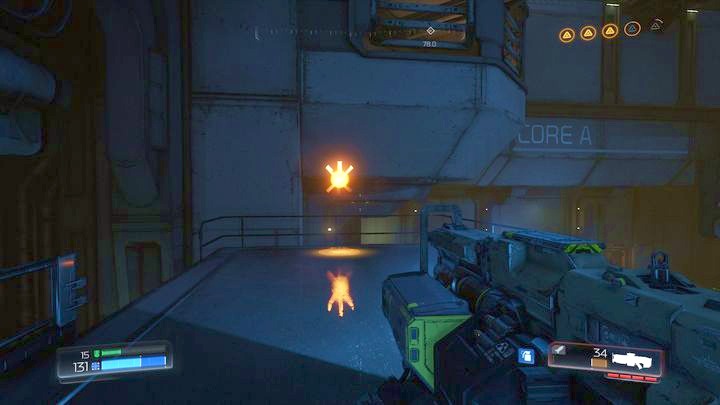 After a short while you will reach a blue-lighted room in which there is the third Gore Nest - Argent Facility | Walkthrough - Walkthrough - Doom Game Guide & Walkthrough