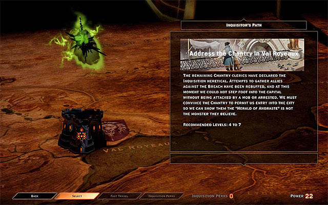 Before you take to completing the rest of this quest, you need to gather, at least, four Power points - The Threat Remains - Main storyline quests (The Path of the Inquisitor) - Dragon Age: Inquisition Game Guide & Walkthrough