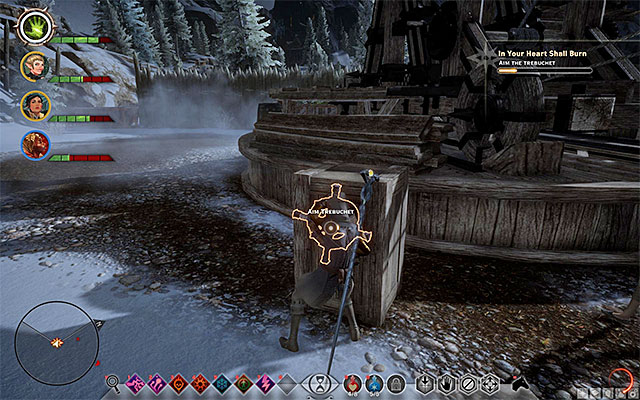 In free time, interact with the mechanism of the trebuchet - In Your Heart Shall Burn - Main storyline quests (The Path of the Inquisitor) - Dragon Age: Inquisition Game Guide & Walkthrough