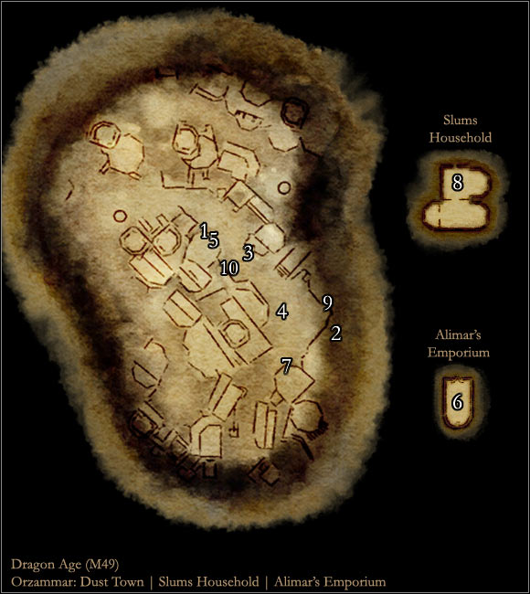 1 - Map M49: Dust Town | Maps of locations - Maps of locations - Dragon Age: Origins Game Guide