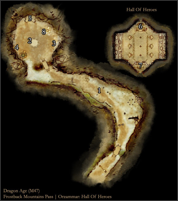 1 - Map M47: Frostback Mountains Pass | Maps of locations - Maps of locations - Dragon Age: Origins Game Guide