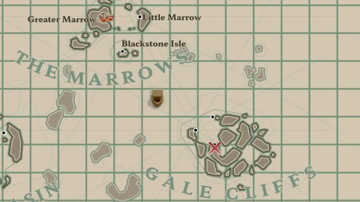 Suchen Sie danach im Schiffswrack, das in der Nähe einer kleinen Insel südöstlich von Blackstone Isle in der Region The Marrows gefunden wurde – Dredge: Karte „Alle Nachrichten“ – Geheimnisse und Sammlerstücke – Dredge Guide