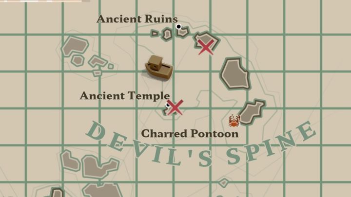 Diese Flaschenpost befindet sich nördlich des antiken Tempels in der Region Devil's Spine – Dredge: Karte „Alle Nachrichten“ – Geheimnisse und Sammlerstücke – Dredge Guide