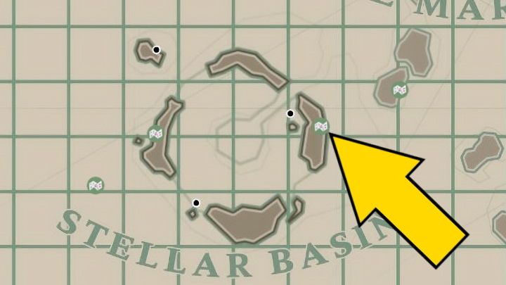 Der zweite Scrap befindet sich auf der östlichen Hauptinsel Stellar Basin – Dredge: All Scraps of Paper-Karte – Secrets and Collectibles – Dredge Guide