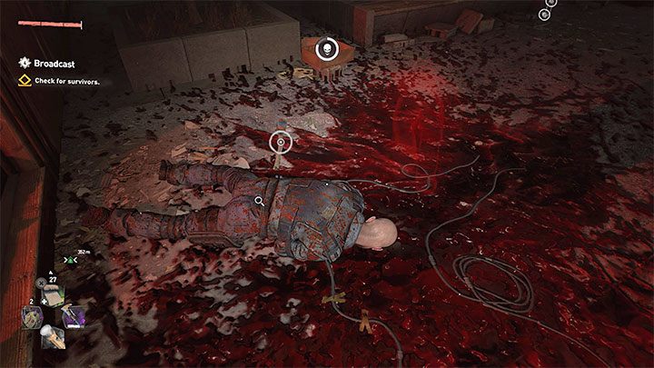 To complete the mission objective, use Survivor Sense to locate the bodies of the Peacekeepers who dyied in the attack - Dying Light 2: Broadcast - walkthrough - Story quest - Dying Light 2 Guide