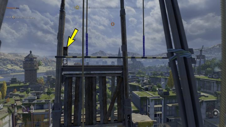 Turn around, wait for the pole to come up, and jump onto the wooden planks - Dying Light 2: The Wharf (Windmills) - list of all - Windmills - Dying Light 2 Guide