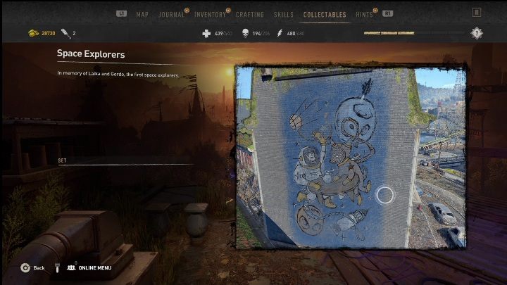 This graffiti is hidden between two large stone blocks, but it is easy to get there by walking along the street - Dying Light 2: Graffiti Tag (Lower Dam Ayre) - list of all - Lower Dam Ayre - Dying Light 2 Guide
