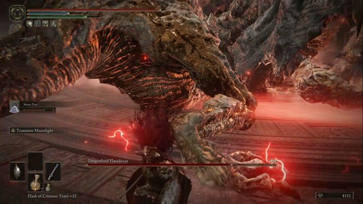 When you're in melee range, watch out for the moment when the enemy starts to glow red - Elden Ring: Dragonlord Placidusax - boss, how to beat? - Crumbling Farum Azula - Elden Ring Guide