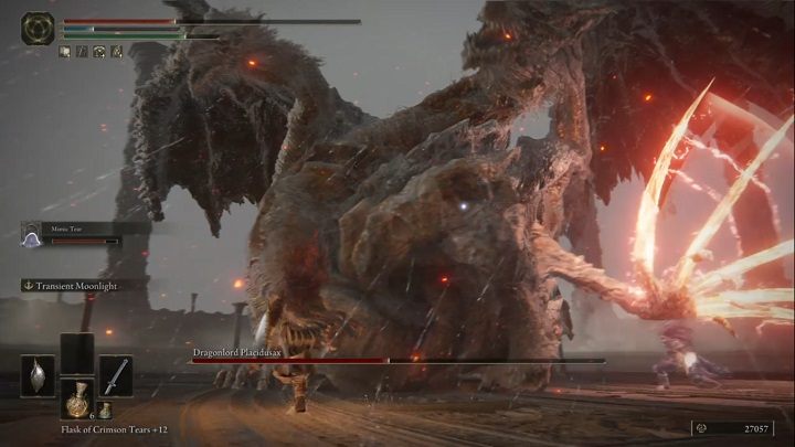 From now on, the enemy will teleport and attack you immediately after reappearing - Elden Ring: Dragonlord Placidusax - boss, how to beat? - Crumbling Farum Azula - Elden Ring Guide