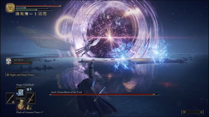 When teleporting, take advantage of the moment to heal yourself or restore your mana - Elden Ring: Astel, Naturalborn of the Void - boss, how to beat? - Lake of Decay - Elden Ring Guide