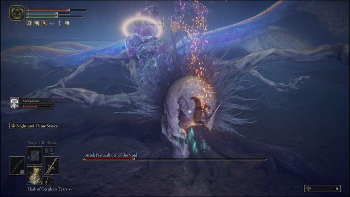 Use meteorite magic and aim for the head to interrupt the boss's attack - Elden Ring: Astel, Naturalborn of the Void - boss, how to beat? - Lake of Decay - Elden Ring Guide