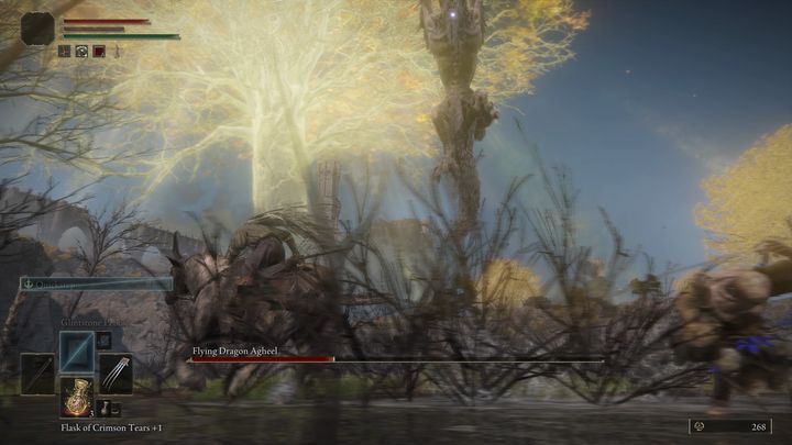 Once you've attacked its legs enough times, the dragon will fall over, allowing you to run up to its head - Elden Ring: Flying Dragon Agheel - boss, how to beat? - Limgrave - Elden Ring Guide