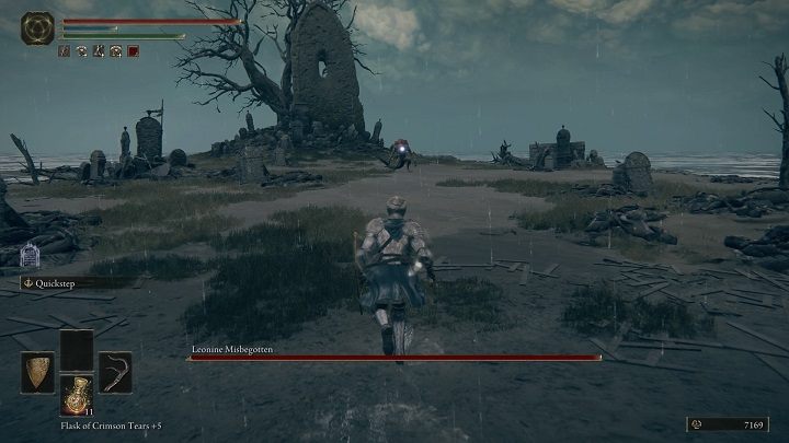 When he holds the sword in one hand, most of his attacks will be horizontal - Elden Ring: Leonine Misbegotten - boss, how to beat? - Weeping Peninsula - Elden Ring Guide