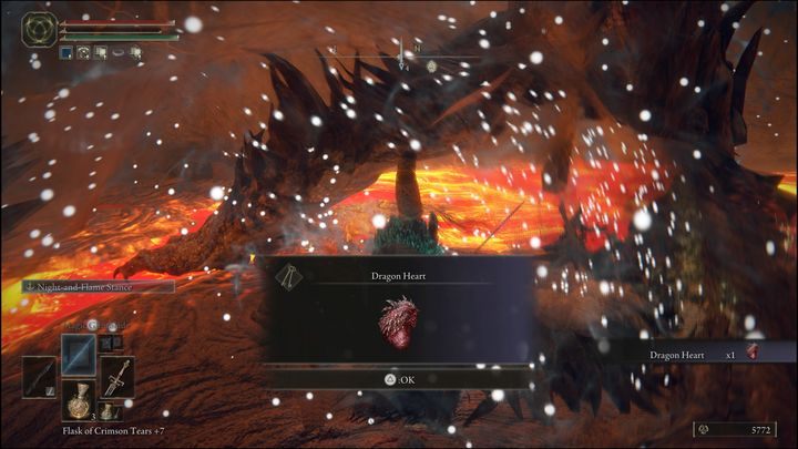 The boss version in the Volcano Manor will reward you with a Dragon Heart and 5044 Runes - Elden Ring: Magma Wyrm Makar - boss, how to beat? - Liurnia of the Lakes - Elden Ring Guide