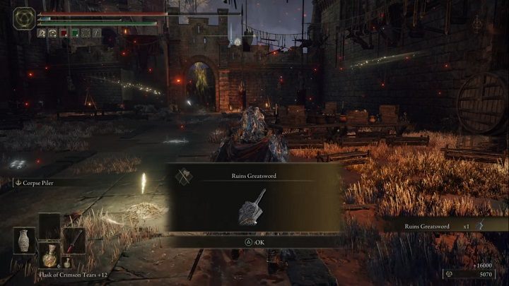 Winning the battle rewards you with the Ruins Greatsword and 16,000 Runes - Elden Ring: Legendary Armaments - list - Trophy Guide - Elden Ring Guide