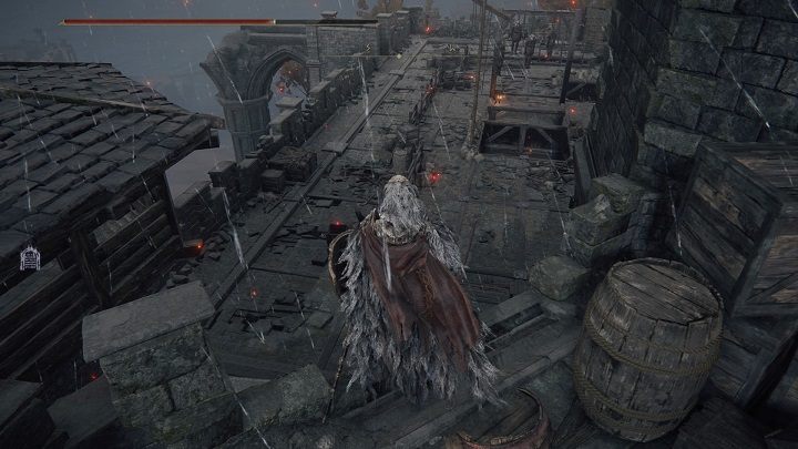 Once you're at the higher level you'll have to jump down, to the square filled with hanged men - Elden Ring: Legendary Talismans - Trophy Guide - Elden Ring Guide