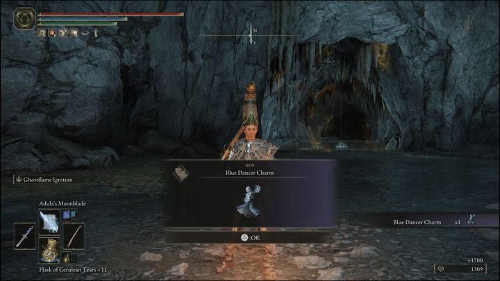 For defeating the Guardian Golem, you will receive the Blue Dancer Charm and 1700 Runes - Elden Ring: Guardian Golem - boss, how to defeat? - Limgrave - Elden Ring Guide