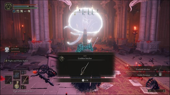 You get this incantation after defeating the Godskin Noble - Elden Ring: Sorceries and Incantations (Mt. Gelmir) - list of all - Mt. Gelmir - Elden Ring Guide