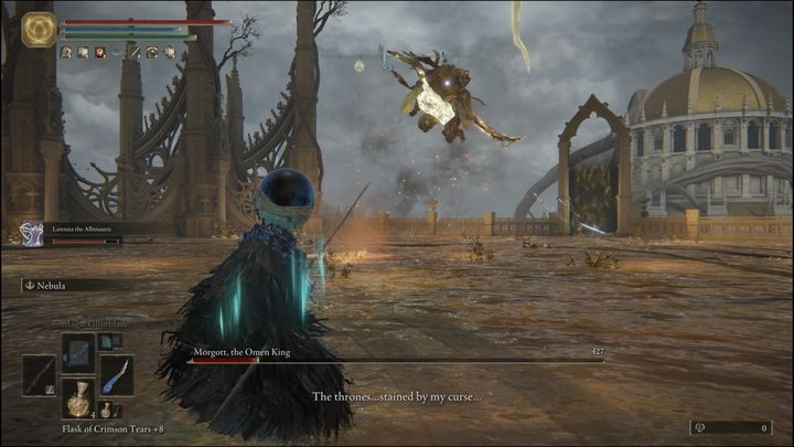 By default, if the distance between you and Morgott is too big, he will jump into the air and start attacking with the holy hammer - The Elden Ring: Morgott, The Omen King - boss, how to beat? - Leyndell, the royal capital - Elden Ring Guide