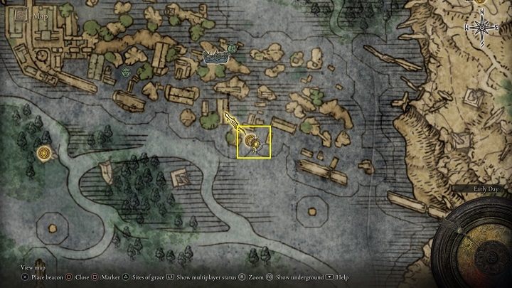 Map: Liurnia, North is located roughly in the center of the flooded region - Elden Ring: Map fragments - list, where to find them - FAQ - Elden Ring Guide