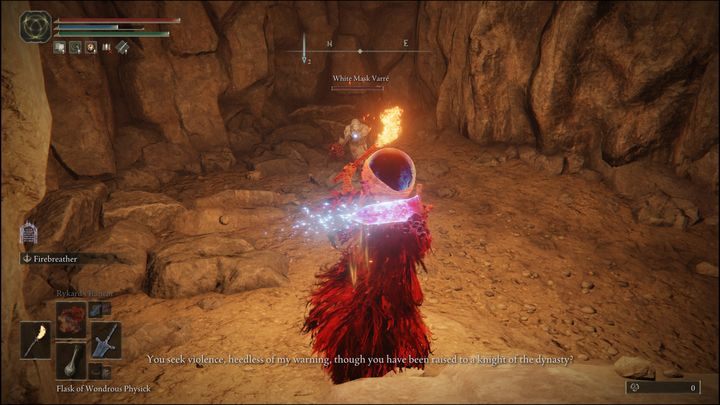 However, before you interact with the sign, leave the cave and use the Site of Grace - only then visit the Varry's world - Elden Ring: White Mask Varre - walkthrough - Quests - Elden Ring Guide