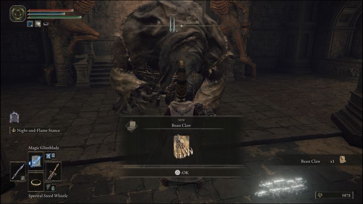 Once you have soothed Gurranq and re-entered the location, after feeding him the fifth Deathroot, you will receive another beast incantation, namely the Beast Claw - Elden Ring: Gurranq, Beast Clergyman - walkthrough - Quests - Elden Ring Guide