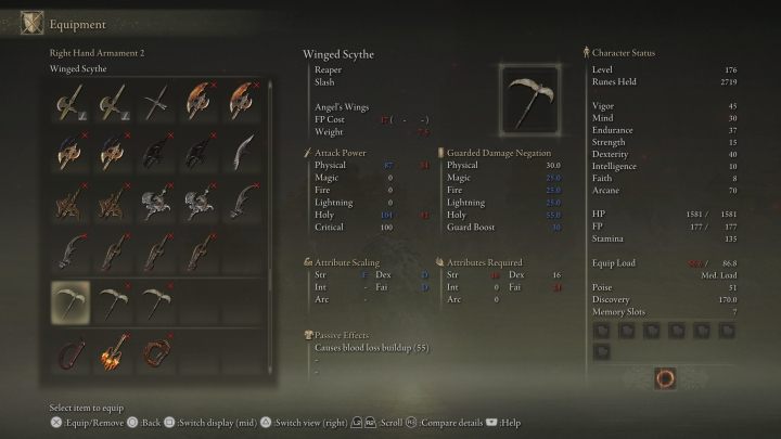 Winged Scythe is the perfect weapon for people who want to keep a distance between their opponent - Elden Ring: Best weapons - list - Basics - Elden Ring Guide