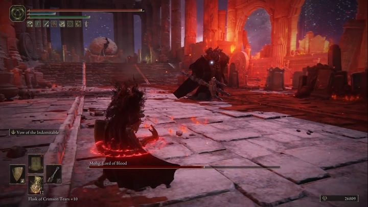 During the fight, you can notice a round seal on your character, which means that boss has inflicted a curse on you - Elden Ring: Mohg, Lord of Blood - boss, how to beat? - Siofra River - Elden Ring Guide