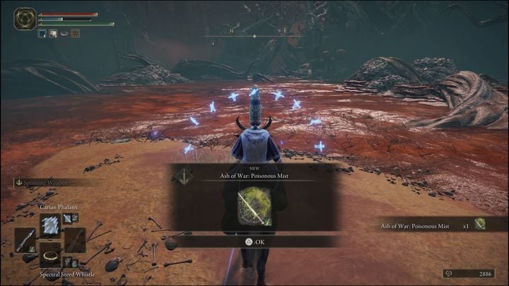 The second poison-based ability is received for killing a scarab located in the southern part of Swamp of Aeonia - Elden Ring: Ashes of War and Spirit Ashes (Caelid) list of all - Caelid - Elden Ring Guide