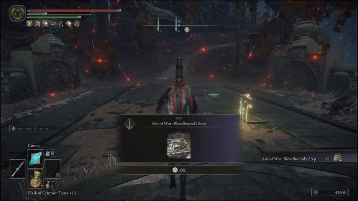 Bloodhound Step can be obtained at night by visiting the location marked on your map - Elden Ring: Ashes of War and Spirit Ashes (Caelid) list of all - Caelid - Elden Ring Guide