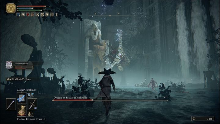 Once you take half of your opponent's HP, the second phase of the fight will begin - Elden Ring: Dragonkin Soldier of Nokstella boss battle - how to defeat? - Ainsel River - Elden Ring Guide