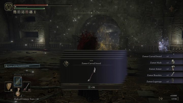 For defeating the Ancient Hero of Zamor in the Mountaintops of the Giants, you will receive Runes (83,000) and a item set consisting of the following elements: Zamor Curved Sword , Zamor Mask , Zamor Armor , Zamor Bracelets and Zamor Legwraps - Elden Ring: Ancient Hero of Zamor - boss, how to beat? - Weeping Peninsula - Elden Ring Guide