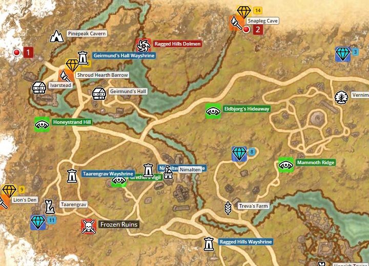 Map of The Rift. - Psijic Order missions in The Elder Scrolls Online Summerset - Psijic Order - The Elder Scrolls Online Game Guide