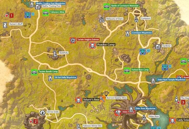 Map of Grahtwood. - Psijic Order missions in The Elder Scrolls Online Summerset - Psijic Order - The Elder Scrolls Online Game Guide