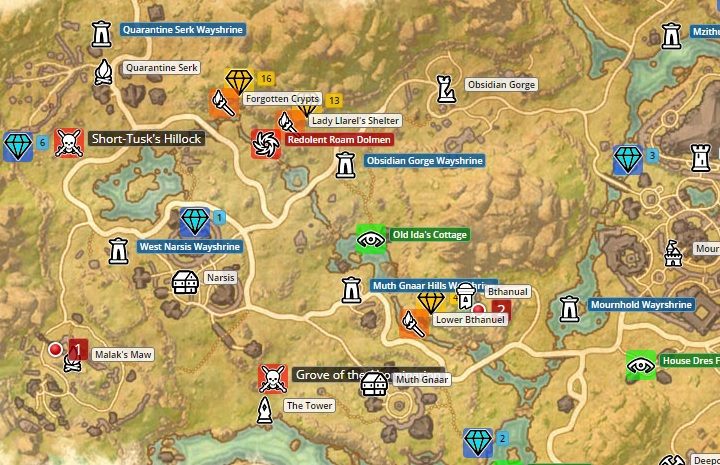 Map of Deshaan. - Psijic Order missions in The Elder Scrolls Online Summerset - Psijic Order - The Elder Scrolls Online Game Guide