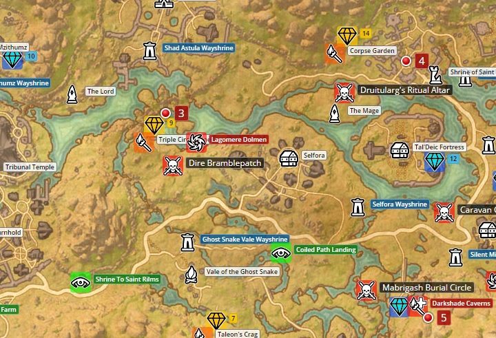 Map of Deshaan. - Psijic Order missions in The Elder Scrolls Online Summerset - Psijic Order - The Elder Scrolls Online Game Guide