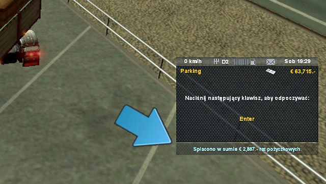 The loan is repaid automatically - when the installment is paid you hear a sound of an opening cash desk and appropriate information is displayed in lower right corner (at the bottom of Route Advisor) - Loan repayment | Bank - Bank - Euro Truck Simulator 2 Game Guide